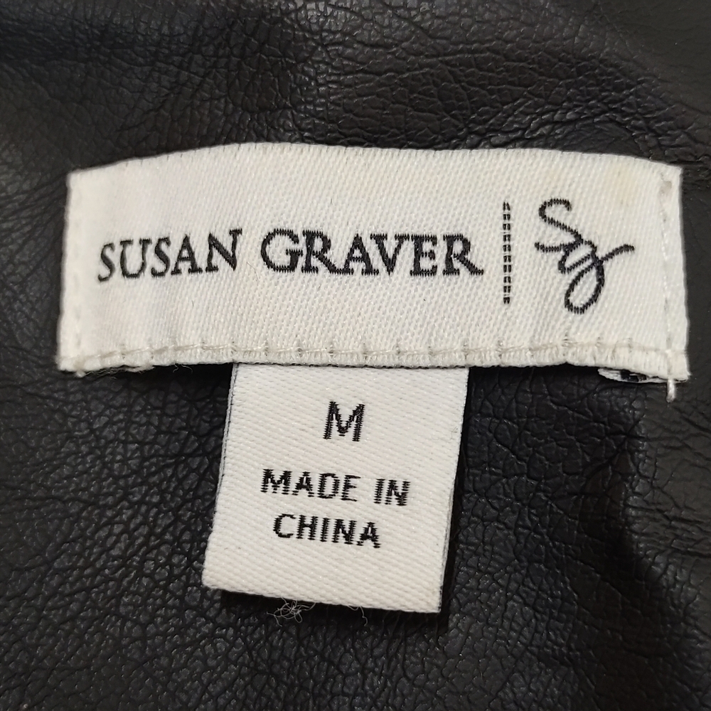 Susan Graver Women's Black Faux Leather Jacket Size M - Picture 11 of 12